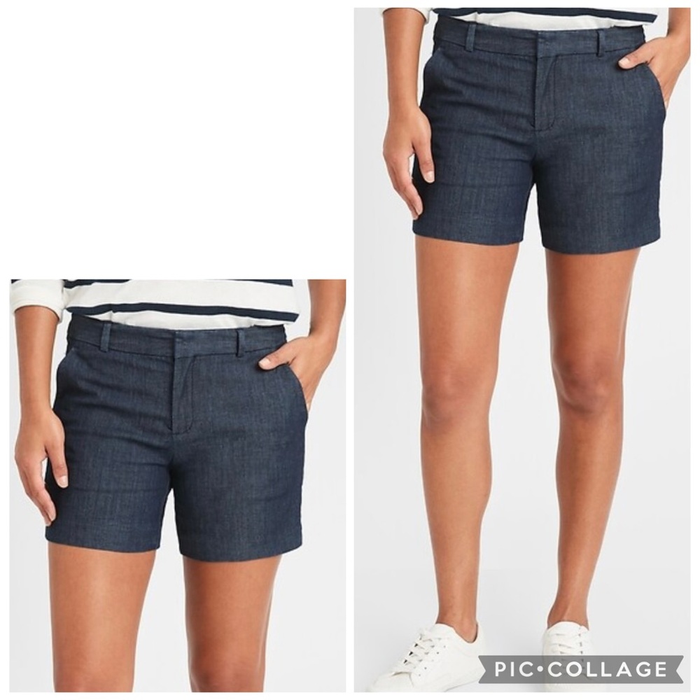 BANANA REPUBLIC FACTORY Women’s Blue Dark Wash HAMPTON TAILORED 5” Shorts Size 4
